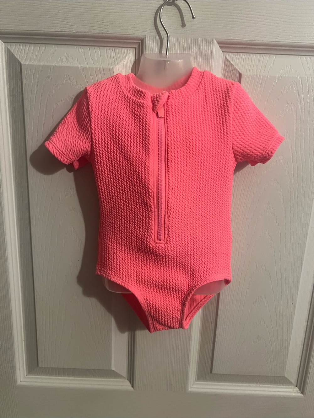 Kids Short Sleeve One-Piece Swimsuit - Neon Pink 2T bathing suits